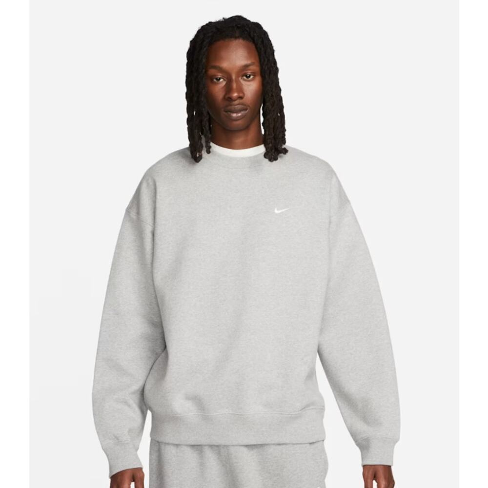 Nike Men’s Solo Swoosh Crew Neck French Terry Pullover‎ Sweatshirt Size XL Gray